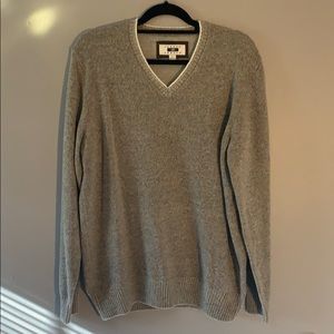 Joseph Abboud Oatmeal V-Neck Merino Wool Sweater